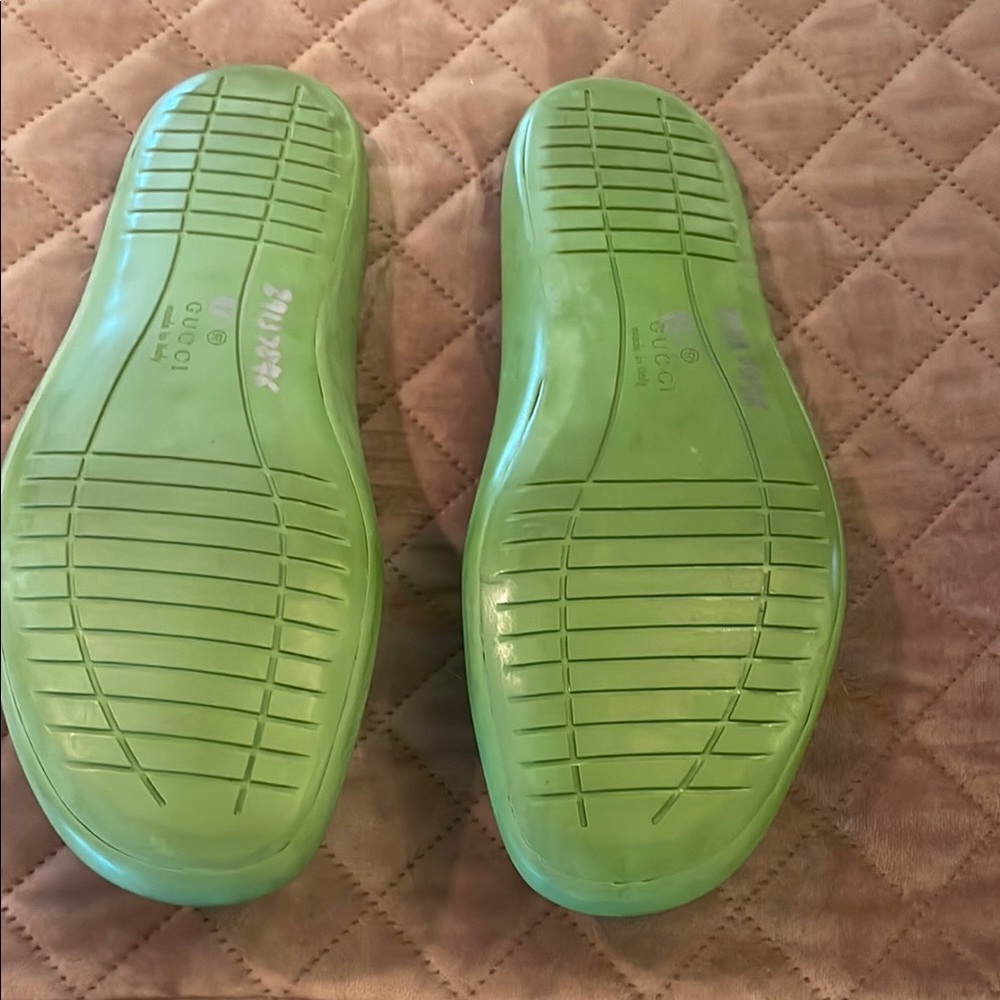 Gucci Mint Green Embossed GG Slide Sandals - Picture 2 of 2